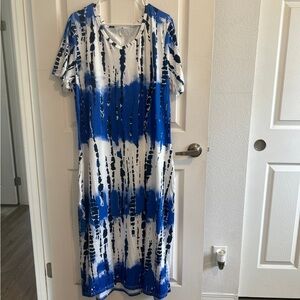 Amazon Blue and White Maxi Dress